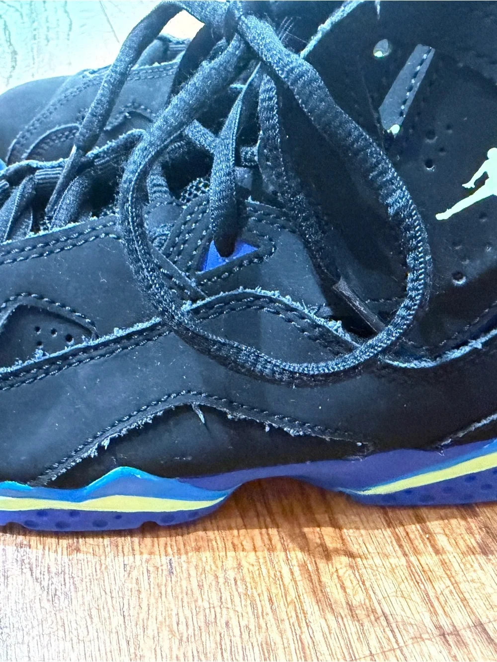 Nike Air Jordan True Flight youth 2 basketball shoes 2 black volt blue